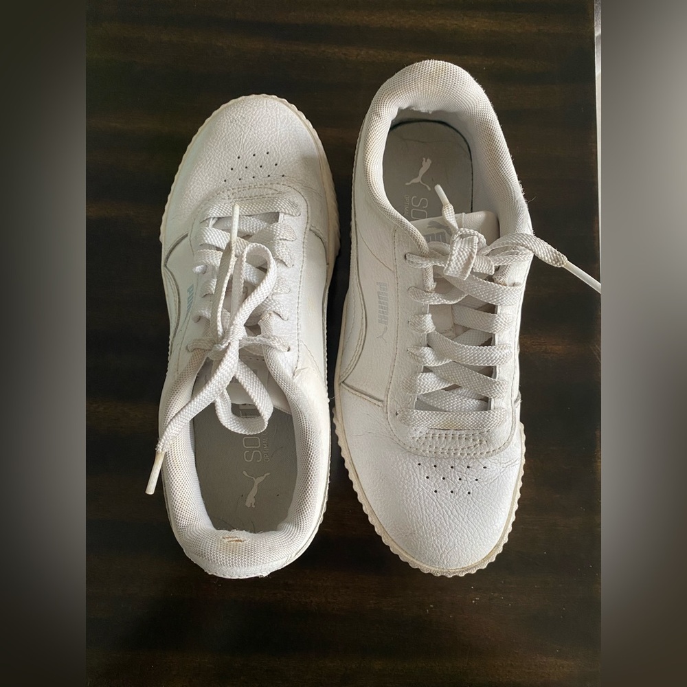 Puma Soft Foam Platform White Leather Sneakers. Size 6.5